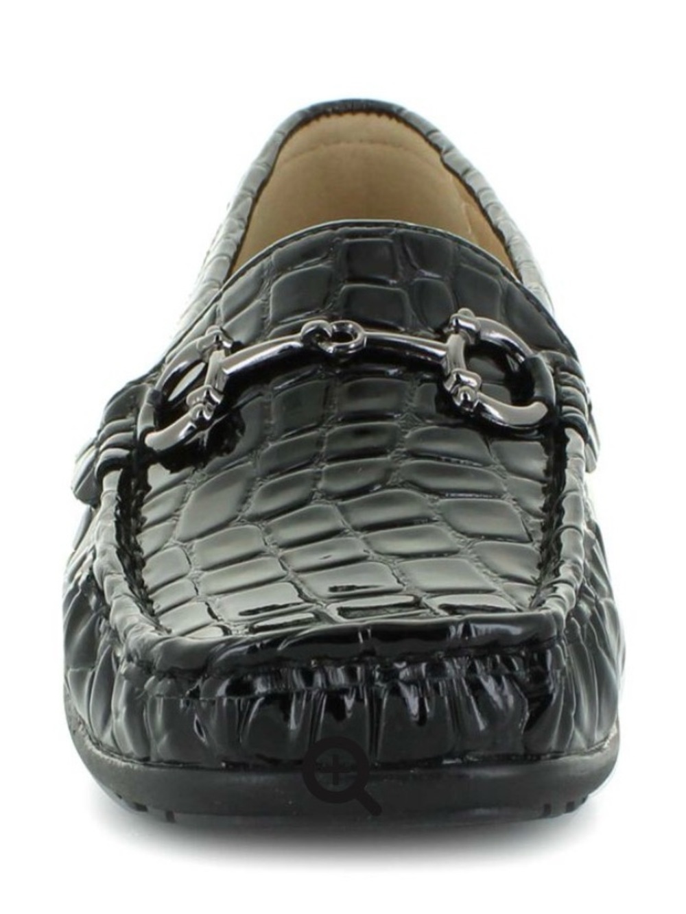 Pierre Dumas Black Croc-Embossed Loafer with Silver Bit
